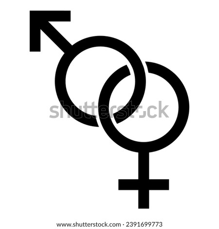 Heterosexual symbols solid icon, Valentines Day concept, Male and Female sign on white background, Gender symbol icon in glyph style for mobile concept and web design. Vector graphics