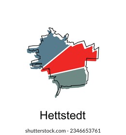 Plantilla de diseño de vector del mapa mundial Hettstedt, estilo gráfico aislado en fondo blanco, adecuado para su empresa