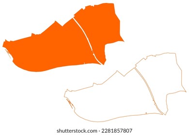 Heumen municipality (Kingdom of the Netherlands, Holland, Gelderland or Guelders province) map vector illustration, scribble sketch Heumen map