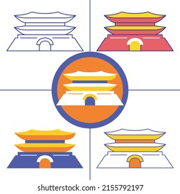 Heunginjimun Gate In Flat Design Style