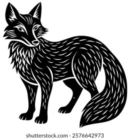 hewan fox silhouette vector art on white background