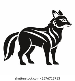 hewan fox silhouette vector art on white background