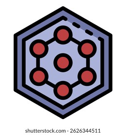 Hex cable icon. Outline hex cable vector icon color flat isolated