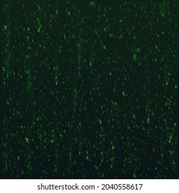 Hex code background. Digital data stream in green colors. Matrix. Vector illustration 