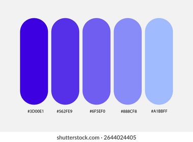 Hex code for shades of blue. With 5 different tone values.