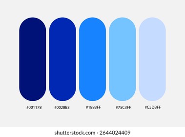 Hex code for shades of blue. With 5 different tone values.