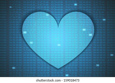 hex codes background with heart, creative idea, eps10 vector
