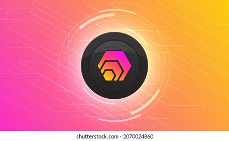 HEX coin banner. HEX coin cryptocurrency concept banner background.