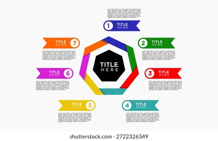 Das Hex-Diagramm-Illustrationskonzept ist in sieben Segmente unterteilt, die jeweils sieben projektspezifische Infografik-Optionen enthalten
