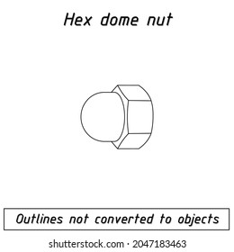hex dome nut  fastener outline blueprint 