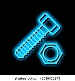 hex head bolt neon light sign vector. hex head bolt illustration