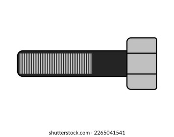Logotipo de tornillo de cabeza hexagonal con cuerda a medio camino sobre un fondo blanco