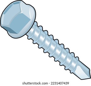 Hex Head Self Tapping Screw Vector Illustration