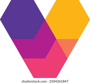 Ilustración del logotipo del Vector del corazón hexagonal, icono, símbolo de la marca