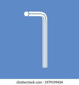 Hex key or allen wrench tool icon vector