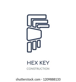 Hex key icon. Hex key linear symbol design from Construction collection. Simple outline element vector illustration on white background.