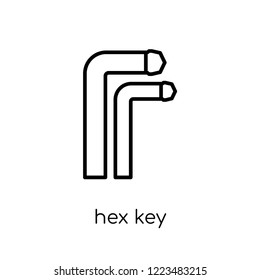 Hex key icon. Trendy modern flat linear vector Hex key icon on white background from thin line Construction collection, editable outline stroke vector illustration