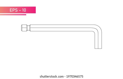Hex key for the master. Linear design. On a white background. Flat vector illustration.