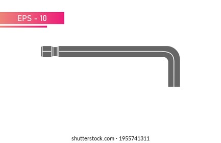 Hex key for the master. Solid design. On a white background. Flat vector illustration.