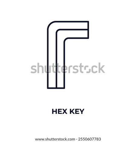 hex key  outline icon. Linear vector from construction concept. Thin line hex key  icon isolated on white background