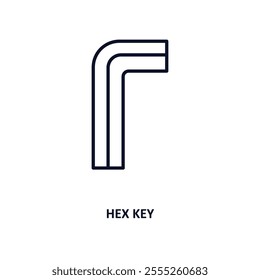 hex key outline icon.  Thin line icon from construction collection. Editable vector isolated on white background