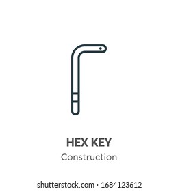 Hex key outline vector icon. Thin line black hex key icon, flat vector simple element illustration from editable construction concept isolated stroke on white background