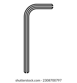 Hex key hex key wrench tool fixing concept contour outline line icon black color vector illustration image thin flat style