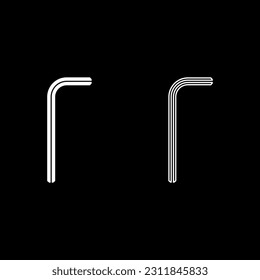 Hex key hex key wrench tool fixing concept set icon white color vector illustration image solid fill outline contour line thin flat style