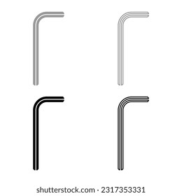 Hex key hex key wrench tool fixing concept set icon grey black color vector illustration image solid fill outline contour line thin flat style