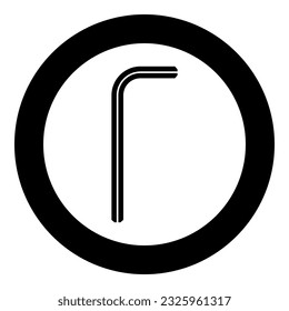 Hex key hex key wrench tool fixing concept icon in circle round black color vector illustration image solid outline style