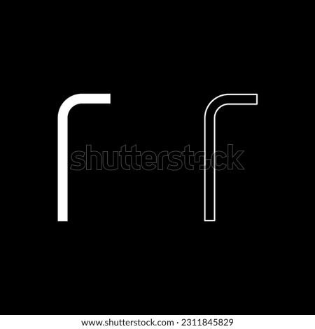 Hex key hex key wrenche tool fixing concept set icon white color vector illustration image solid fill outline contour line thin flat style