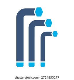 Hex keys icon blue flat vector design allen wrench symbol tool set repair hardware mechanics graphic element sign