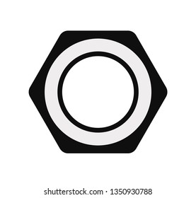 Hex metal nut flat icon 