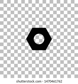 Hex nut. Black flat icon on a transparent background. Pictogram for your project