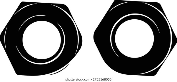 Hex nut bolt fastener icon set industrial hardware editable EPS10 vector illustration