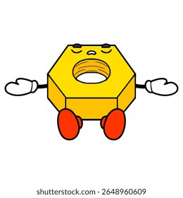 vetor isolado desenhado à mão ilustração de caractere de porca hexadecimal