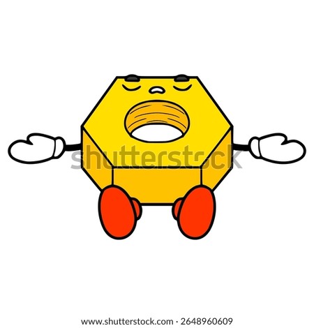 hex nut character illustration hand drawn isolated vector