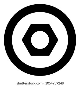 Hex nut icon black color in circle