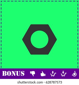 Hex nut icon flat. Simple vector symbol and bonus icon