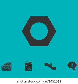 Hex nut icon flat. Simple vector symbol and bonus icon