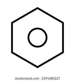 Hex nut line icon on white background. setting line icon vector on white background