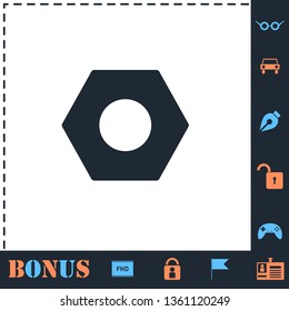 Hex nut. Perfect icon with bonus simple icons