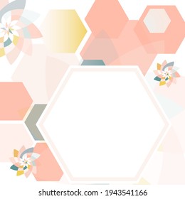 Hex Pattern Frame Template Geometric Flowers Peach