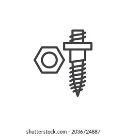 Icono de la línea de rosca hexagonal. signo de estilo lineal para concepto móvil y diseño web. Icono del vector de contorno de tuercas y tornillos. Símbolo, ilustración del logotipo. Gráficos vectoriales
