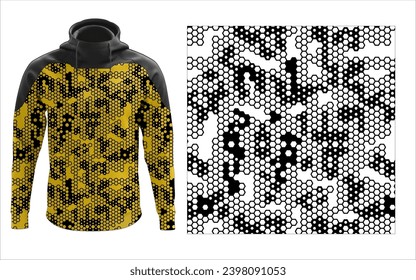 Hex Seamless pattern of sports texture in black and color. Abstract intricate Geometric design. Grunge textured abstract art vector illustration. Simpless vector graphics