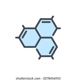 Hex shape structure formula color line icon. Chemical element and structure vector outline colorful sign.