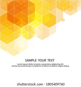 Hex texture. Yellowe hexagon pattern, abstract chemistry and biotech technology science vector hexagonal modern paper cut geometry background