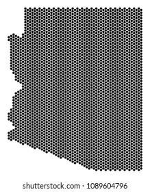 Hex Tile Arizona State map. Vector territory scheme on a white background. Abstract Arizona State map concept is made from hexagon blots.