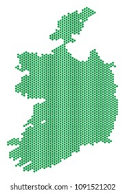 Hex Tile Ireland Republic map. Vector territory plan on a white background. Abstract Ireland Republic map composition is combined from honeycomb blots.