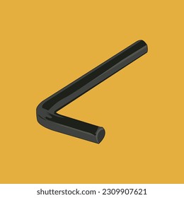 Hex wrench or allen wrench tool set vector isolated on orange background